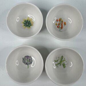 Jane Shasky Small 3 in Ceramic Bowls 4-Pc Set Vegetable Print Microwave Safe